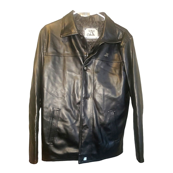 A Collezioni  Men's Size S 48 Black Faux Leather Jacket - Picture 8 of 8